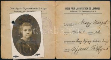 1925 az Országos Gyermekvédő Liga fényképes személyi igazolványa