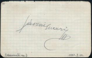 1924 Jászai Mari színésznő aláírása papírlapon