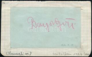 1916 Bajor Gizi színésznő aláírása papírlapon