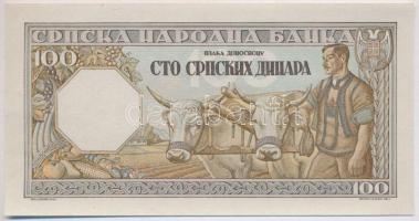 Szerbia / Német megszállás 1943. 100D T:I,I- Serbia / German occupation 1943. 100 Dinara C:UNC,AU