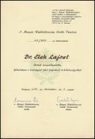1972 az Elnöki Tanács bírói kinevezési okirata, Losonczi Pál elnök és Cseteki Lajos titkár aláírásával