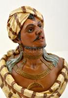 cca 1900 egzotikus pár ( 2db büszt), festett terrakotta, jelzett (depose), hibátlan, m: 37 cm (2×)/ ...