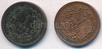 1868KB 1kr Cu + 1869KB 1kr Cu "Angyalos címer" T:2,2-
Adamo M4.1