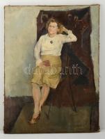 Ilosvai jelzéssel: Ülő nő. Olaj, vászon, jelzett, 78×58 cm
