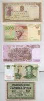 10db-os vegyes külföldi bankjegy tétel, benne Litvánia / Német megszállás / Darlehnskasse Ost, Posen, Fülöp-szigetek / Japán megszállás, Jugoszlávia, Dél-Korea, Kína, Románia, Indonézia, Olaszország / Velence / Osztrák-magyar megszállás és Kirgizisztán T:I--III- ly. 10pcs of various banknotes, including Lithuania / German occupation / Darlehnskasse Ost, Posen, Philippines / Japanese occupation, Yugoslavia, South Korea, China, Romania, Indonesia, Italy / Venice / Austro-Hungarian Occupation and Kyrgyzstan C:AU-VG hole