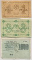 Szocialista Szövetségi Szovjet Köztársaság 1918. 1R + 3R + 25R + 100R + 1919. 1000R + 1921. 100.000R...