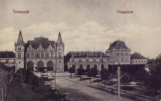 Temesvár, Timisoara; vasútállomás, villamos, W. L. 127. / railway station, tram