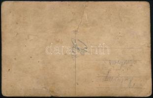 cca 1900 Huszár egészalakos portréja, utólag színezett fotó, hátulján feliratozva, 13m5×9 cm