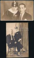 cca 1930 Levente legény és apja, 2 db fotó, 9×14 cm