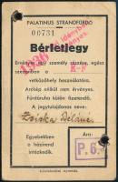 1936 a Palatinus strandfürdő fényképes bérletjegye