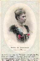 A dán királynét ábrázoló szines képeslap