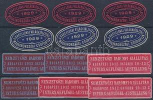 1912-1929 12 db magyar, kiállítási levélzáró
