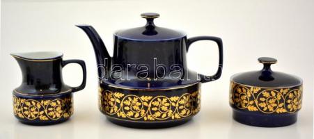 Hollóházi teás készlet, matricás, jelzett, hibátlan