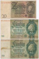 Németország / Weimari Köztársaság 1929. 10M + 20M + Német Harmadik Birodalom 1933. 50M (2x) + 1942. ...
