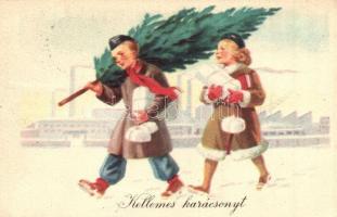 1950 Kellemes karácsonyi ünnepeket, magyar úttörő propaganda lap / Hungarian Pioneer movement, Christmas