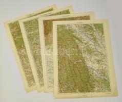 cca 1910 Katonai térképek gyűjteménye. Román területek / Collection of military maps. Romanian areas 4 pieces: Piatra, Targu Jiu, Ploiesti, Ramnicu Valcea, 63x48 cm