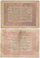 1848. 5Ft "Kossuth bankó" barna (2x) egyik hátlapi alapnyomata eltérő színű T:IV szakadás,...