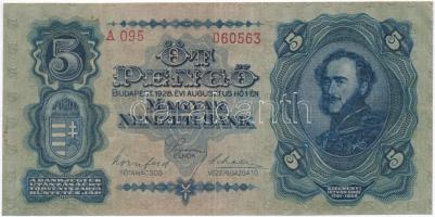 1928. 5P T:III szép papír Hungary 1928. 5 Pengő C:F nice paper Adamo P4