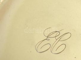 Ezüst(Ag) bordázott tálka, monogrammal, jelzett, d: 8 cm, nettó: 29,1 g