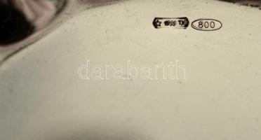 Ezüst(Ag) bordázott tálka, monogrammal, jelzett, d: 8 cm, nettó: 29,1 g