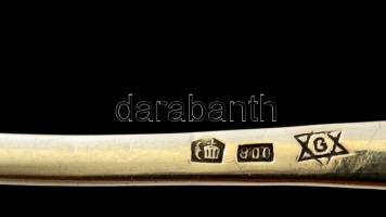 Aranyozott ezüst(Ag) fűszerkanál, jelzett, h: 11,5 cm, nettó: 8 g