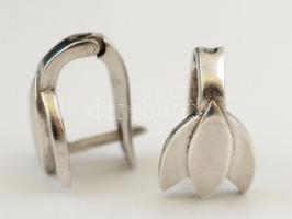 Ezüst(Ag) tulipános fülbevalópár, jelzett, h: 1,5 cm, nettó: 4 g