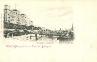 Budapest V. Hungária szálloda, rakpart, M.G.T. állóhajó, gőzhajók (EK)