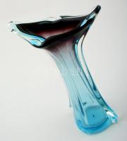 Dekoratív anyagában színezett Muránói váza, jelzés nélkül, hibátlan, m: 30 cm