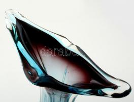 Dekoratív anyagában színezett Muránói váza, jelzés nélkül, hibátlan, m: 30 cm