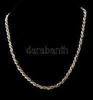 Ezüst(Ag) oválszemű fűzött nyaklánc, jelzett, h: 44 cm, nettó: 9,4 g