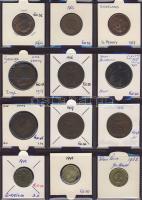 Hagyaték gyűjtemény, egész világ, régi és új, 204db érme, benne nominál és tengerentúl, 17 lapos, la...