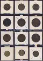 Hagyaték gyűjtemény, egész világ, régi és új, 204db érme, benne nominál és tengerentúl, 17 lapos, la...