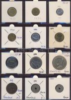 Hagyaték gyűjtemény, egész világ, régi és új, 204db érme, benne nominál és tengerentúl, 17 lapos, la...