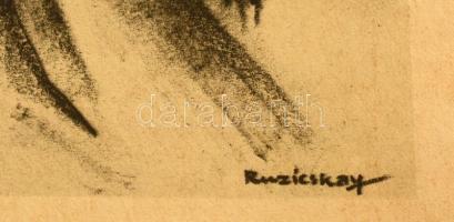 Ruzicskay György (1896-1993): Kiáltás, algráfia, papír, jelzett az algráfián, 24×18 cm