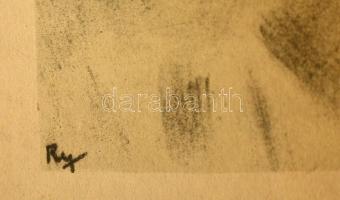 Ruzicskay György (1896-1993): Álmodók, algráfia, papír, jelzett az algráfián, 24×18 cm