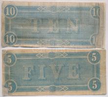 Amerikai Konföderációs Államok / Virginia / Richmond 1864. 5$ + 10$ T:III-,IV részben restaurált; re...