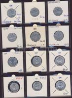 Hagyaték gyűjtemény, egész világ, régi és új, 215db érme, benne nominál és tengerentúl, 18 lapos, la...