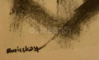 Ruzicskay György (1896-1993): A győzelem ökle, algráfia, papír, jelzett az algráfián, 24×18 cm