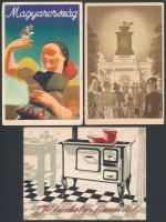 1930-1940 Vegyes reklám tétel, 3 db: Magyaroszág, Franck-Pavillon az 1941. évi Budapesti Nemzetközi Vásáron, Jó tüzhely=finom étel, 14x9 cm és 10x14 cm közötti méretben.