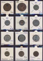 Hagyaték gyűjtemény, egész világ, régi és új, 204db érme, benne nominál és tengerentúl, 17 lapos, la...