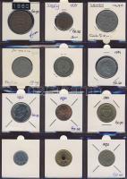 Hagyaték gyűjtemény, egész világ, régi és új, 204db érme, benne nominál és tengerentúl, 17 lapos, la...