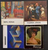 4 kötet &#039;A Művészet Kiskönyvtára&#039; sorozatból: Bordácsné Haulisch Lenke: Vaszary 1867-1939. Bp., 1960, Képzőművészeti Alap Kiadóvállalata. Kiadói papírkötés.  Hárs Éva: Vasarely. Bp., 1983, Corvina. Kiadói papírkötés.  Aknai Tamás: Rippl-Rónai. Bp., 1971, Corvina. Kiadói papírkötés.  Dévényi Iván: Thorma János. Bp.,1977, Corvina. Kiadói papírkötés.