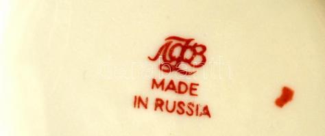 Jelzett szovjet teás csésze aljjal, kézzel festett, hibátlan