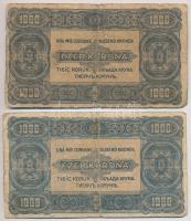 1923. 1000K (4x) kettő nyomdahely jelölés nélkül, kettő "Magyar Pénzjegynyomda Rt. Budapest&quo...