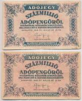 1946. 100.000.000AP (2x) T:III,III- fo., kis szakadás