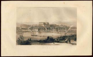 Buda hajóhíddal acélmetszet 23x14 cm