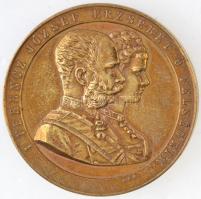 1879. &quot;I. Ferencz József - Erzsébet Ő Felségeik /  Ferencz József cs és ap királynak és Erzsébet cs és királynénak nászünnepük XXV évfordulóján 1854-1879 Április 24.&quot; aranyozott Br emlékérem (32mm) T:2