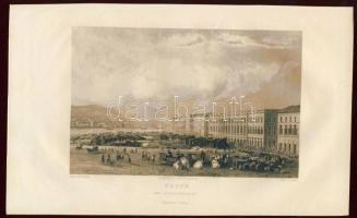 cca 1840 Pest vásártér acélmetszet 23x14 cm