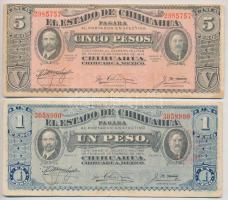 Mexikó / Forradalom / Chihuahua 1914. 1P + 5P + 10P + 20P mindegyik hátoldalán felülbélyegzés T:II-,...