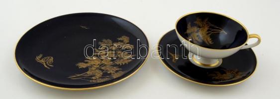 Hutschenreuther csésze és alj +süteményes tányér, matricás, jelzett